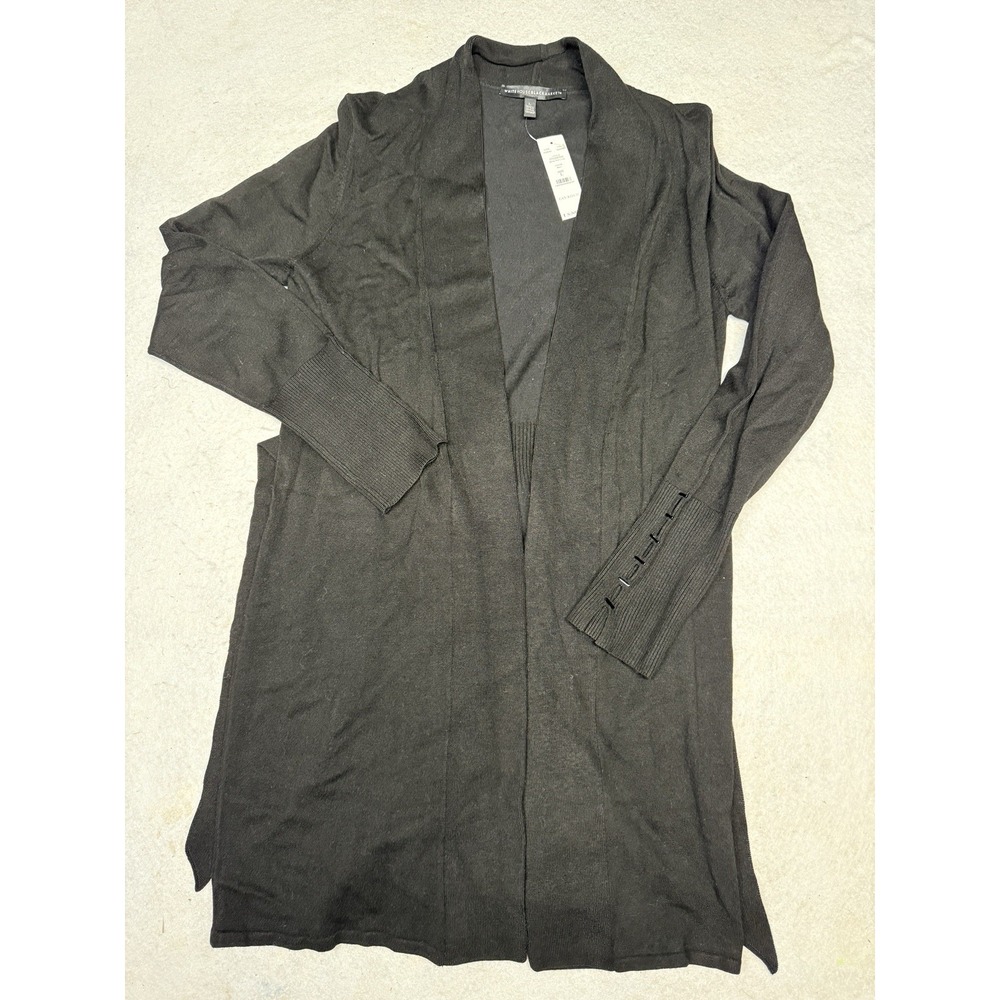 NWT WHBM Women's Black Belted Midi‎ Coverup Sweater Size Large